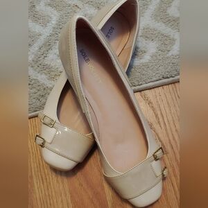 Sole Society Cream Flats with Gold Buckles